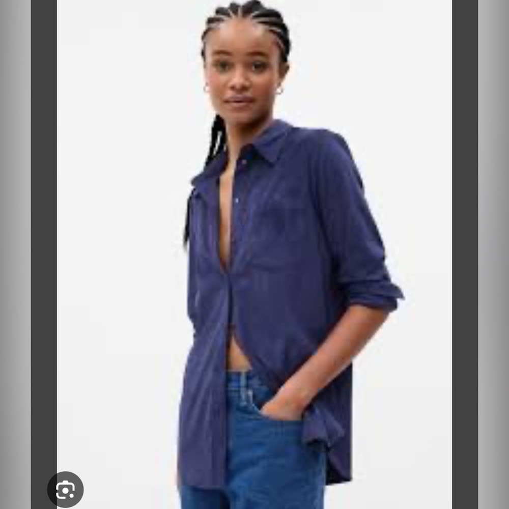 GAP Boyfriend faux Suede Shirt Womens Button Down Shacket‎